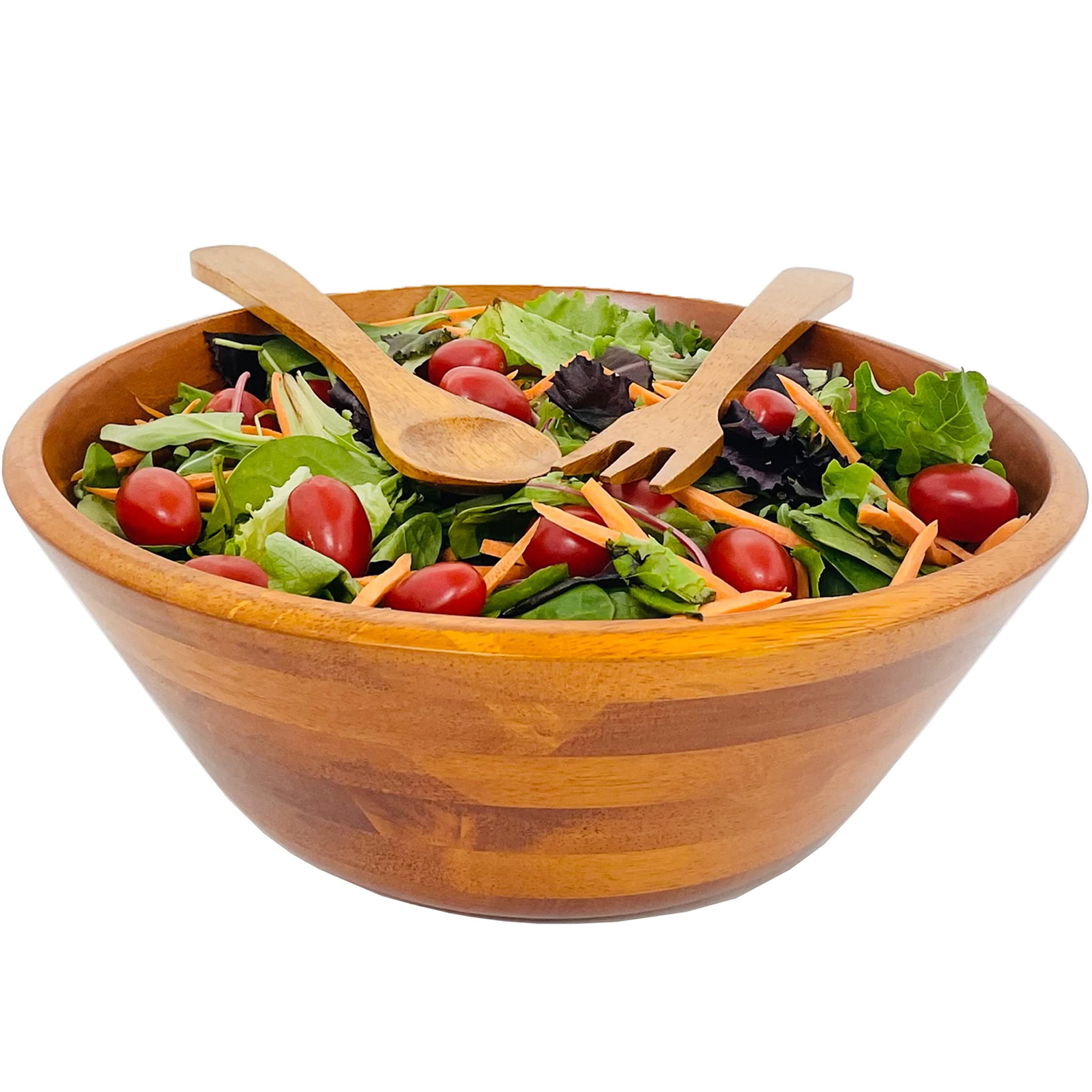 Woodard & Charles WC602-3 3 Piece Wood Salad Bowl and Servers Set, 14