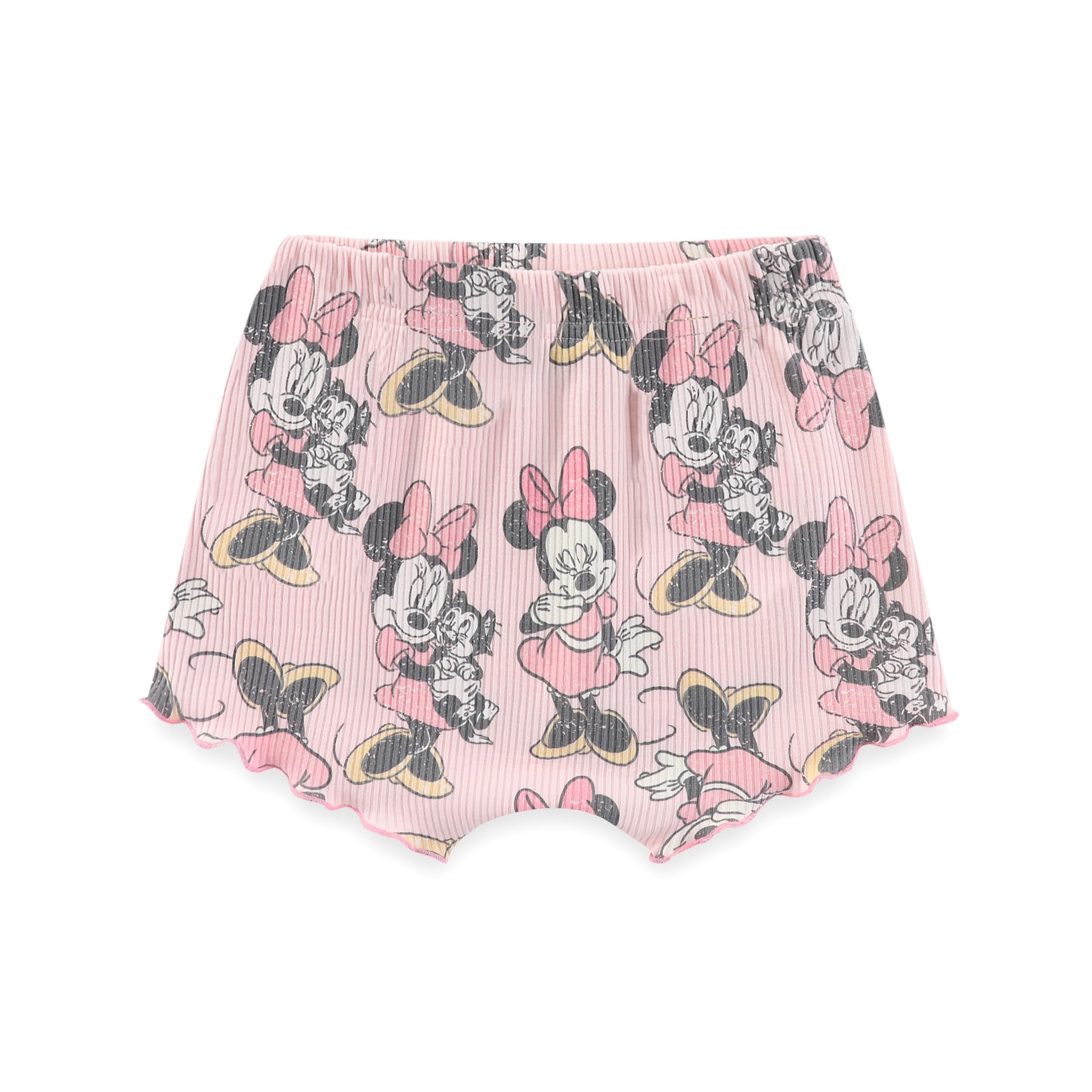 Disney Minnie Mouse - Conjunto de 2 piezas de playera acanalada y pantalones cortos para recién nacidos y bebés