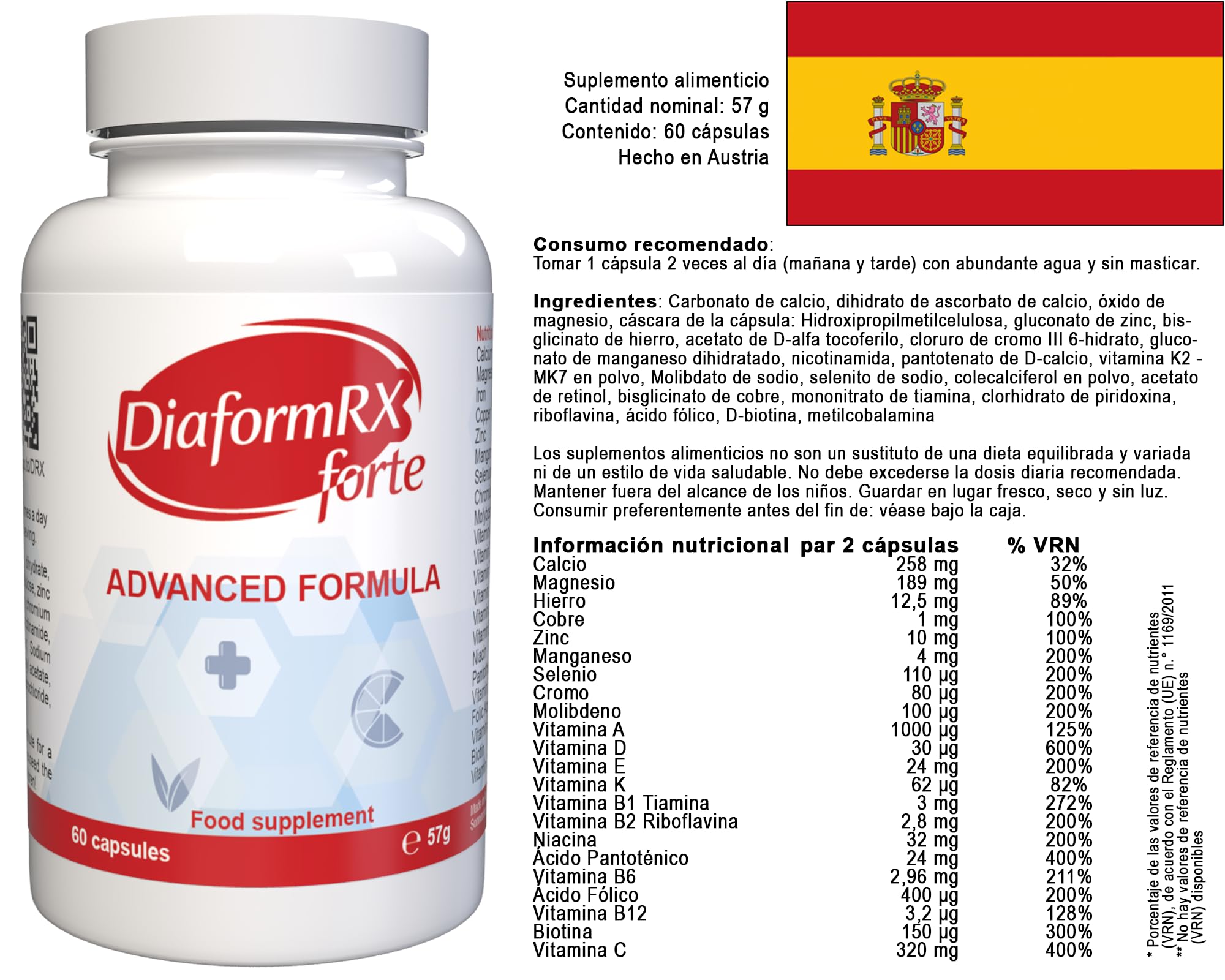 Diaform RX Forte – 180 capsule (3 x 60 capsule), confezione da 3