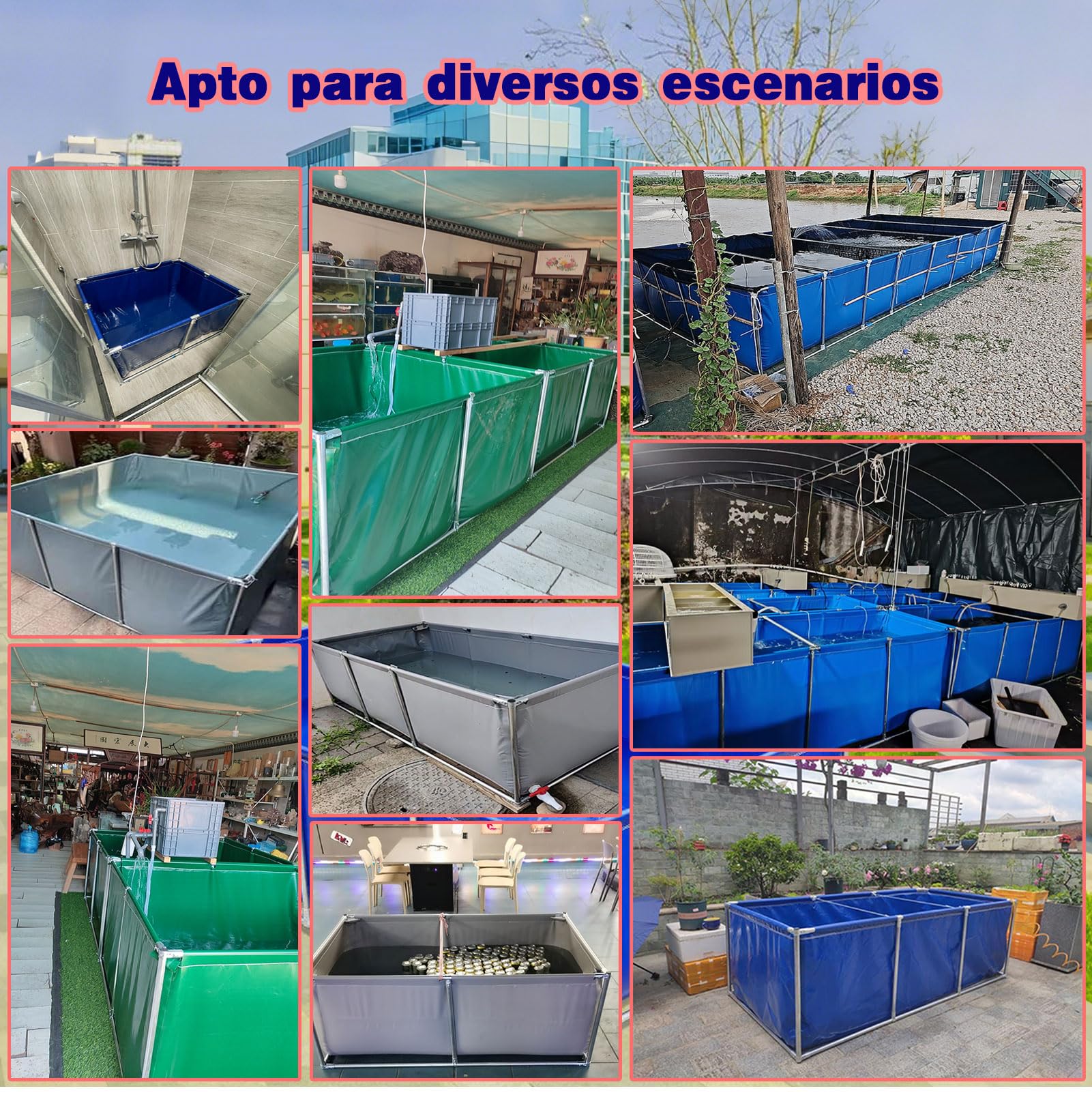 Acuario Grande De PVC/Lienzo,Genérico Estanque de Acuario Grande para Interior,Piscina Ornamental con válvula de Drenaje,para criar koi,riego,Almacenamiento de Agua（tamaño:L200xW150xH40cm