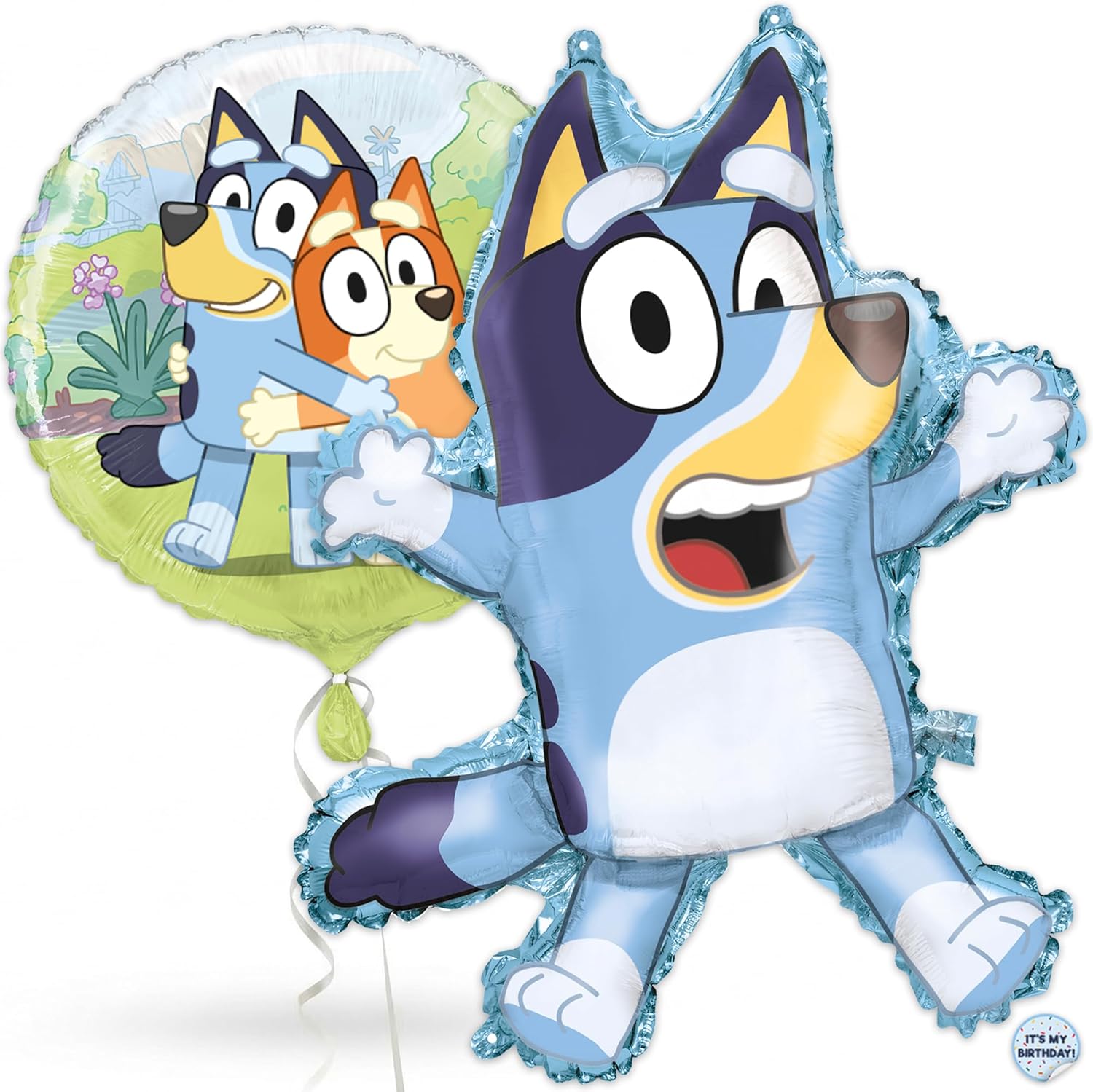 Bluey Birthday Party Supplies & Decorations | Large 28" Foil Bluey Balloon & 18" Round Foil Balloon | Sticker