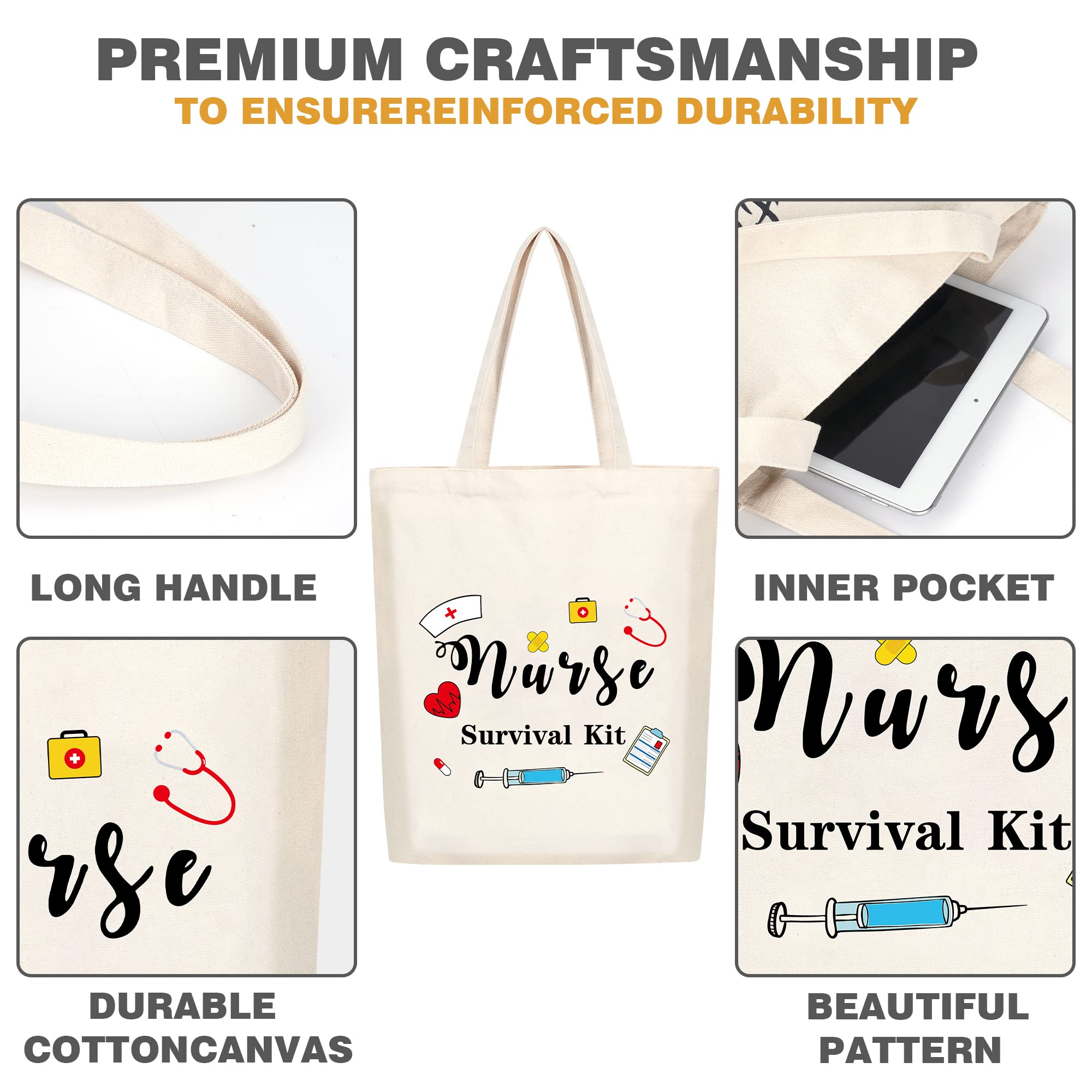 Veqzc Nurse Prayer Canvas Tote Bag - Nurse Appreciation Gift, RN Gifts, Reusable Grocery Shopping Bag, Durable 15" Tote For Women (White) - View #4