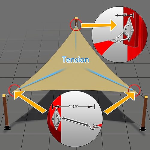 Miniatura 9 de Royal Shade Kit de accesorios de montaje de vela triangular de acero inoxidable resistente antioxidante para exteriores, 10 pulgadas, 30 unidades