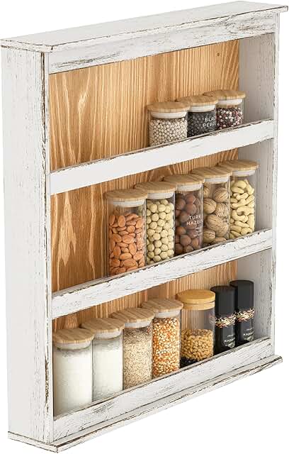 12 Kitchen Spice Rack Ideas for Organized Accessible Cooking 21 Nisorpa 3 Tier Spice Rack Wall Mount, Rustic Burnt Wood Wall Hanging Spi...