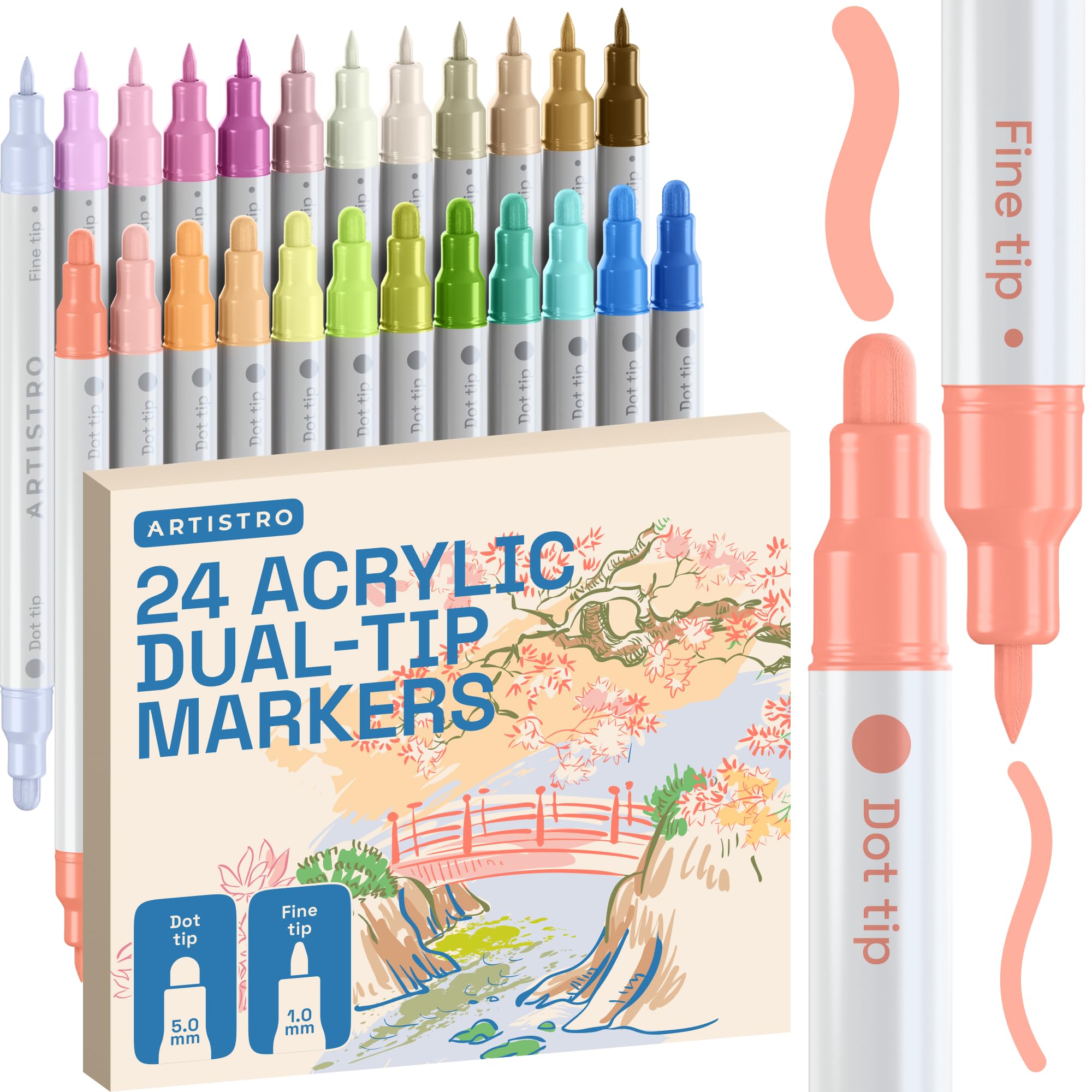 ARTISTRO 24 Pastel Dual-Tip Acrylic Paint Marker Pens