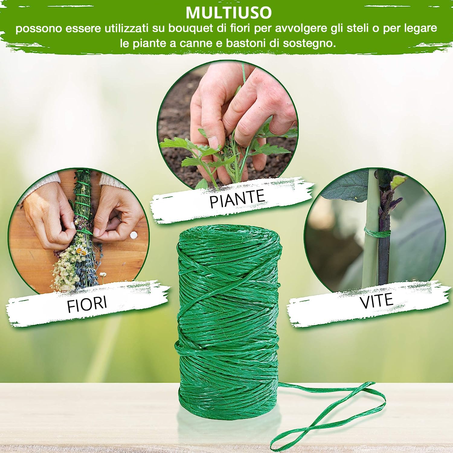 FILO FERRO PLASTIFICATO PVC GOMITOLO PIATTINA ANIMATA RILEGATURA PIANTE GIARDINO
