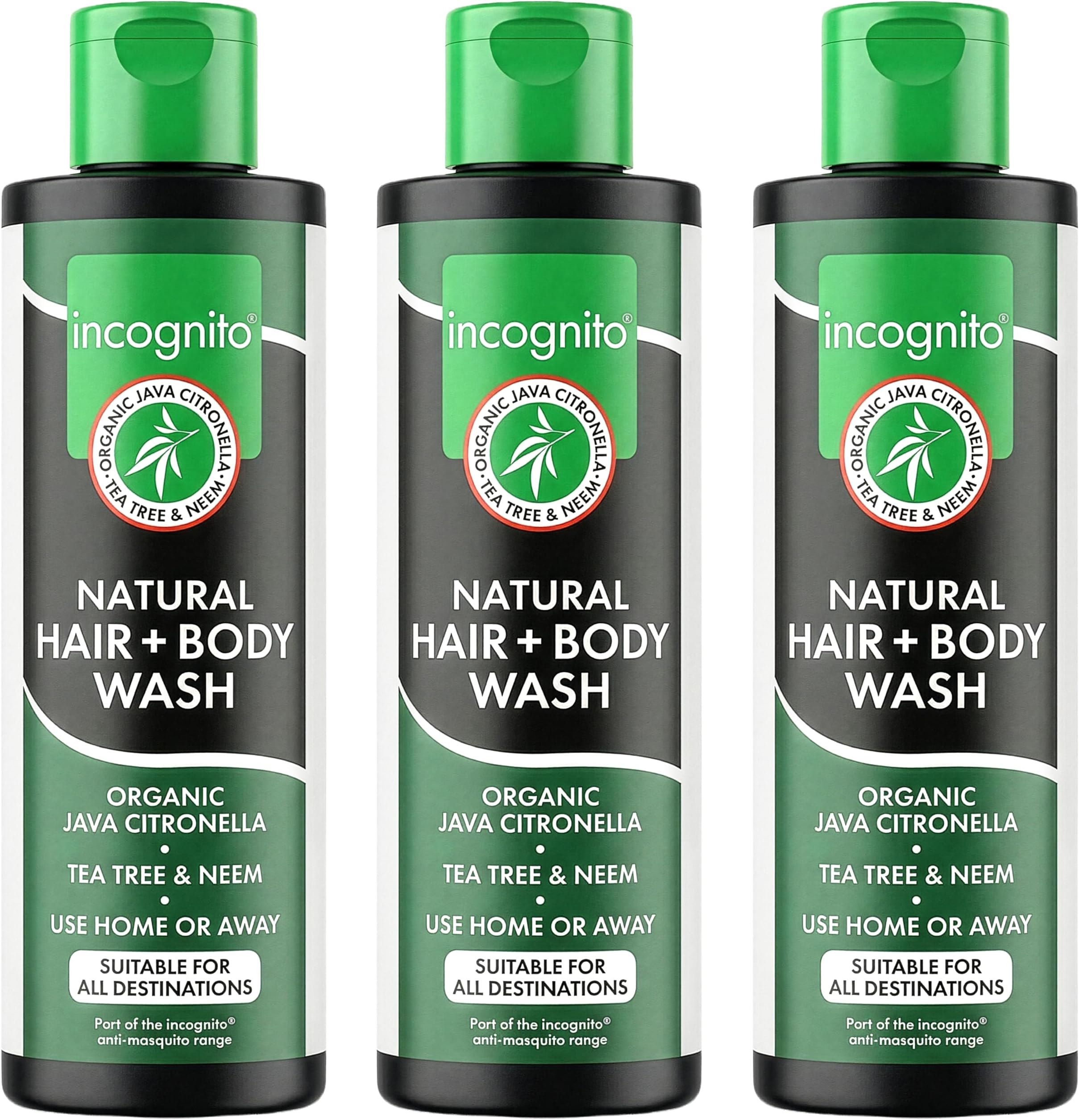 Java Citronella Hair Body Wash 3x200ml - Insect and Mosquito Repellent - Nourishes and Promotes Healthy Strong Hair and Skin - Reduces Dandruff Head Lice - Suitable For Both Men and Women