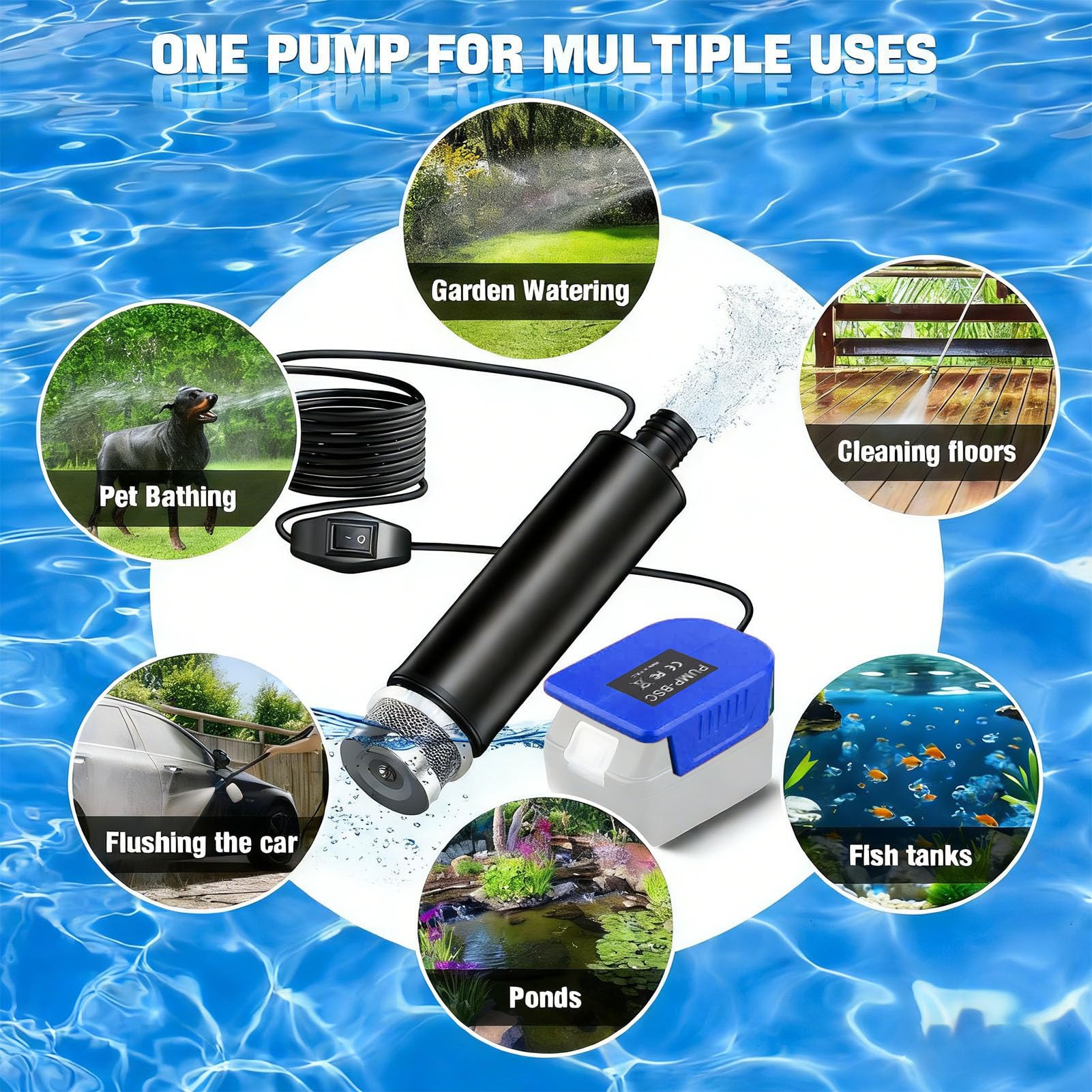 Eujgoov Bomba de Agua Portátil 500GPH con Filtro de Sedimentos, para