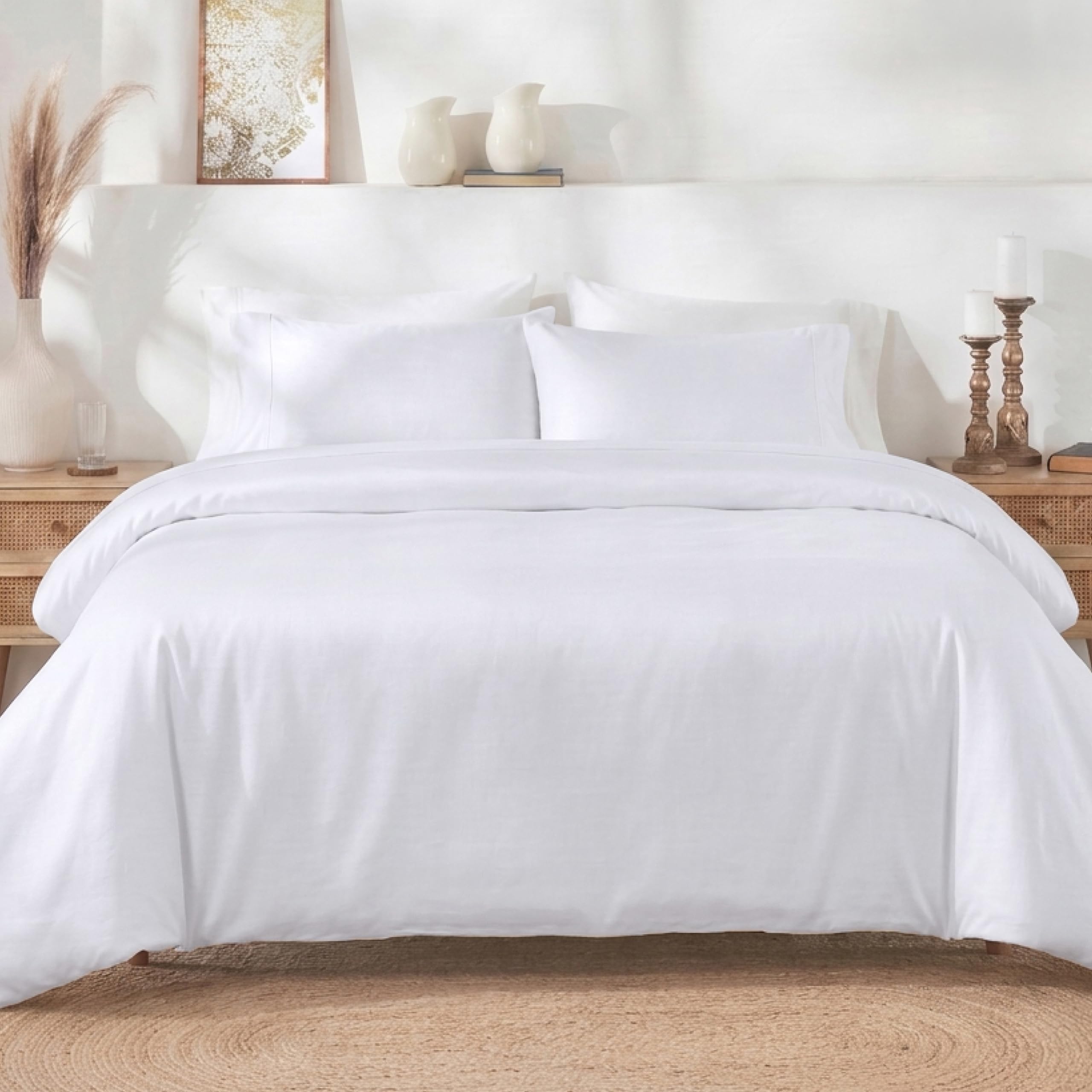 California Design Den 3 Pc White King Duvet Cover Set - Winner Good Housekeeping Best Bedding Awards 2025, 400 Thread Count Sateen, 100% Cotton Duvet Cover Set, Button Closure, Corner Ties - White