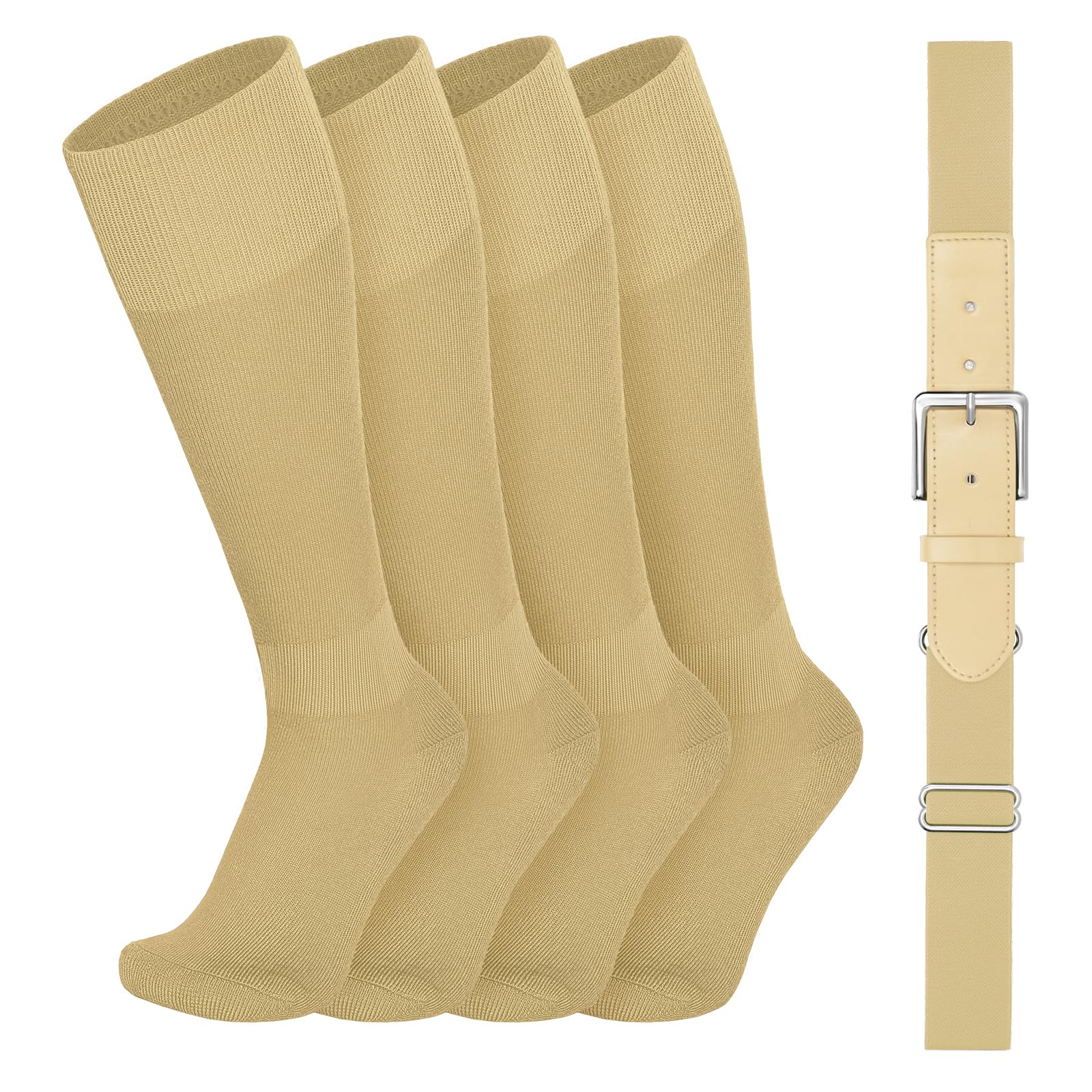 VONMELLI Youth Baseball Belt and Socks Combo, Elastic Softball Belts and Socks for Boys and Adult (2 Pairs of Socks &amp; 1 Belt)
