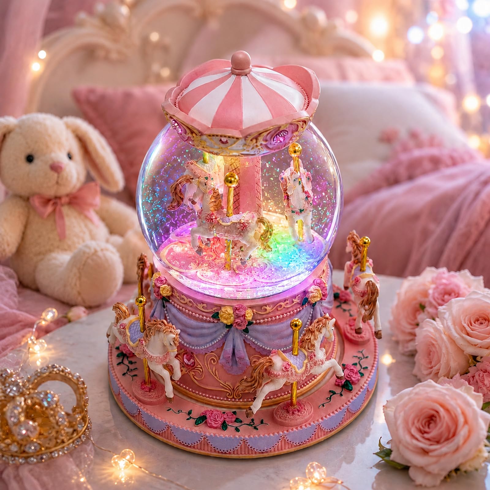 Mr.Winder Carousel Horse Snow Globe Gift - Rotating Music Box