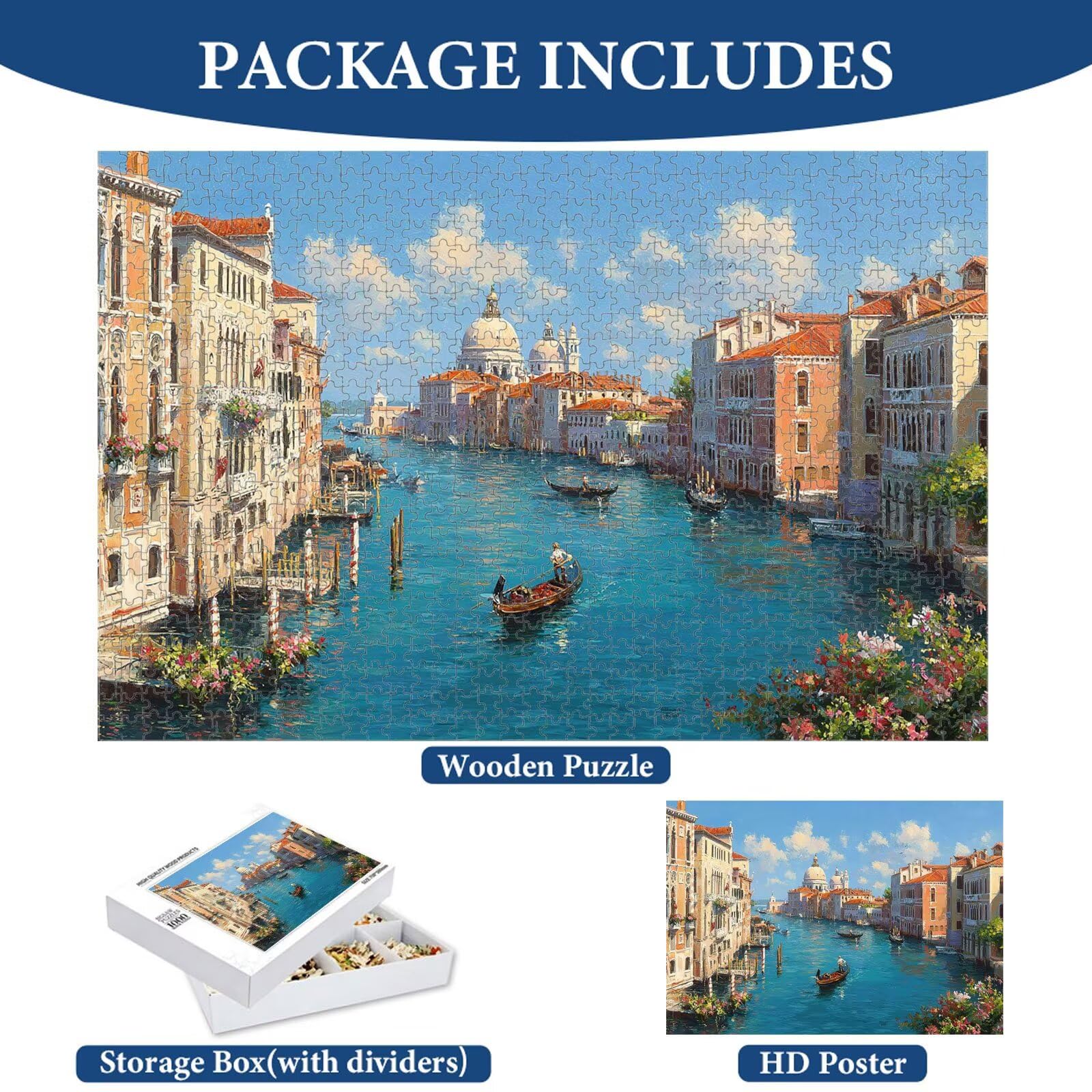 1000 Pezzi Puzzle Adulti - Italia & Barca - Decorazione Murale 1T#253