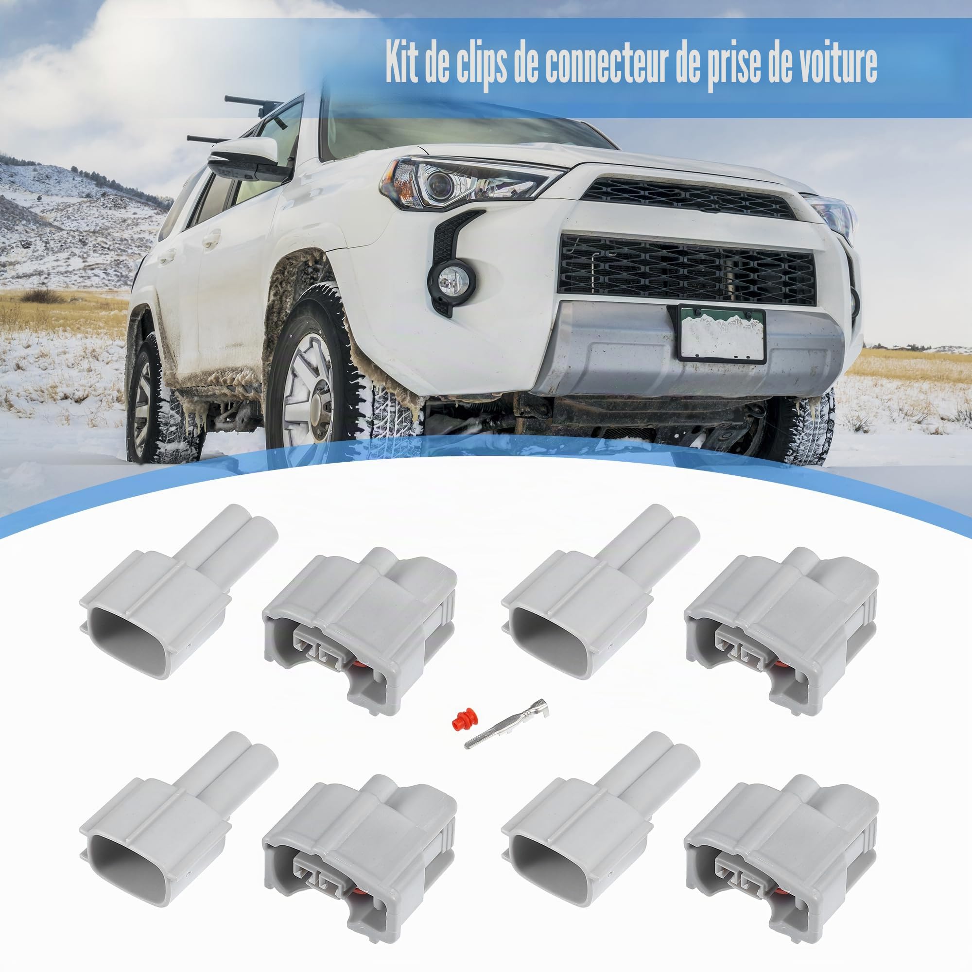 QUARKZMAN Kit Connecteur D'Injecteur 2 Broches M/F Pour Toyota 4 Pcs | Gris, Plastique Cuivre, Pour Toyota, OE 9098011875, Étanche Poussière Et Eau