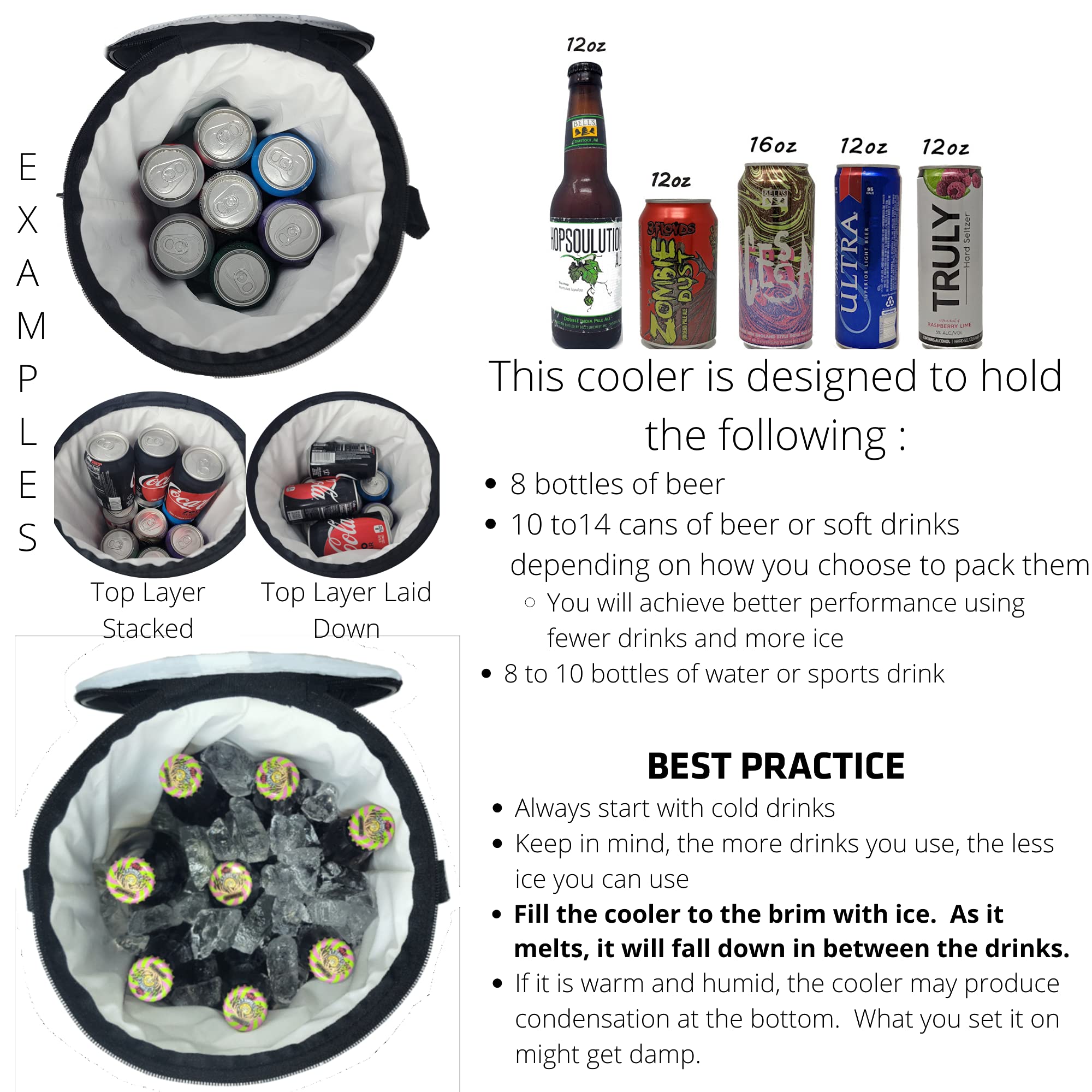 Golf Cart Cooler Bag Fits on Golf Cart or Push Cart Pops Up and