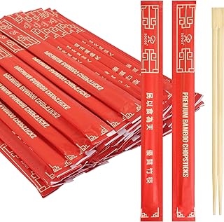 Soeos Chopsticks Disposable, Approx. 100 Sets, UV Treated Premium Disposable Chopsticks Individually Wrapped, Wooden Chopsticks Best for Japanese Sushi & Asian Dishes