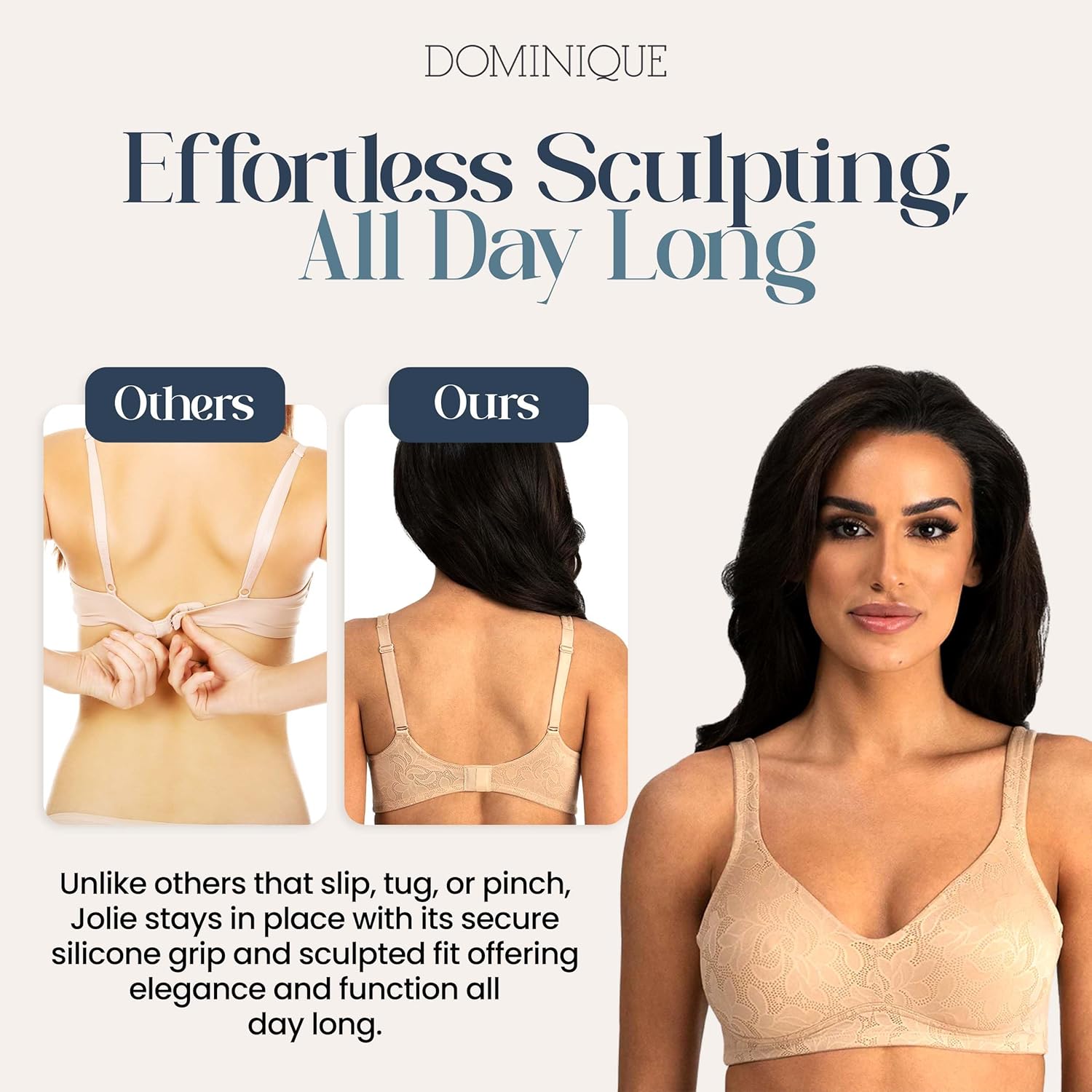 Dominique Women’s Jolie Wire-Free Jacquard Soft Cup Minimizer Bra #6018 – Seamless Full Figure Bra – Lingerie for Women