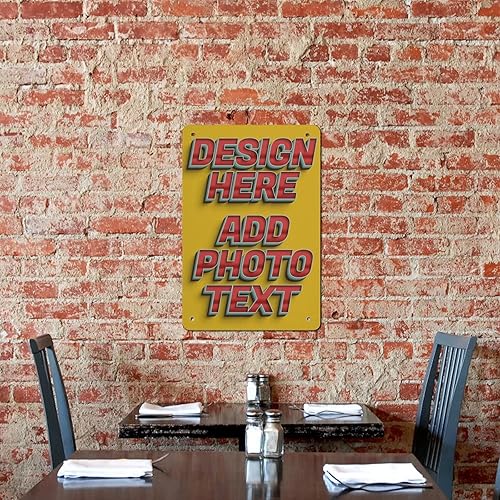 Miniatura 8 de Letreros metálicos personalizados, 12 x 8 pulgadas, póster retro personalizado con foto y texto para decoración de pared al aire libre e interior,