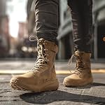 NORTIV8 Men's Military Tactical Work Boots Leather Motorcycle Combat Boots