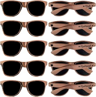 LADY&HOME 10 Pack Bachelorette Sunglasses,Bride Bridesmaid Sunglasses for Bachelorette Party Favors Bridal Shower Supplies (Rose Gold)