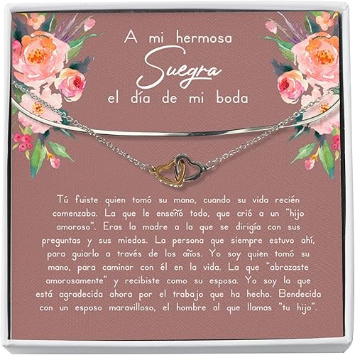Sentimental regalo del día de la boda collar de oro blanco de 14 k de belleza agraciada, regalo de madre de la novia, a mi mamá en el día de la