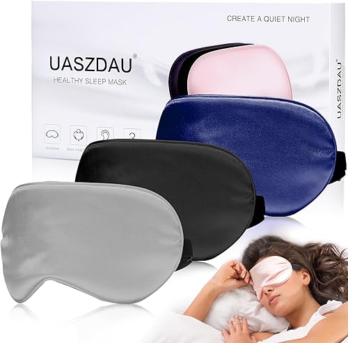 Miniatura 8 de Antifaz de seda para dormir, máscara de ojos opaca súper suave para mujeres y hombres, cubiertas de ojos para dormir de lado con correas ajustables,