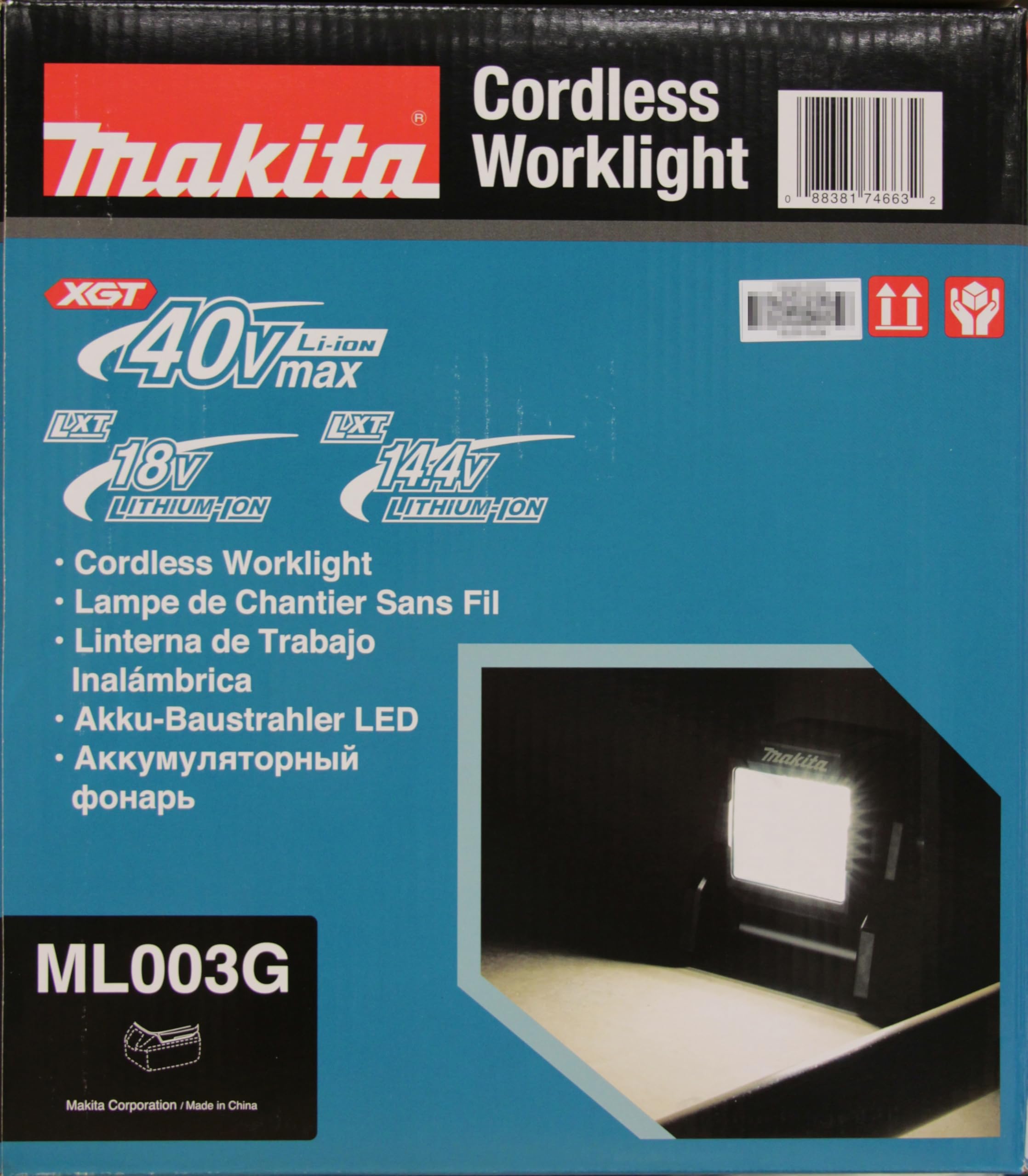 Makita ML003G 40V Max Li-ion XGT LED Luce da lavoro - Batterie e caricabatterie non inclusi