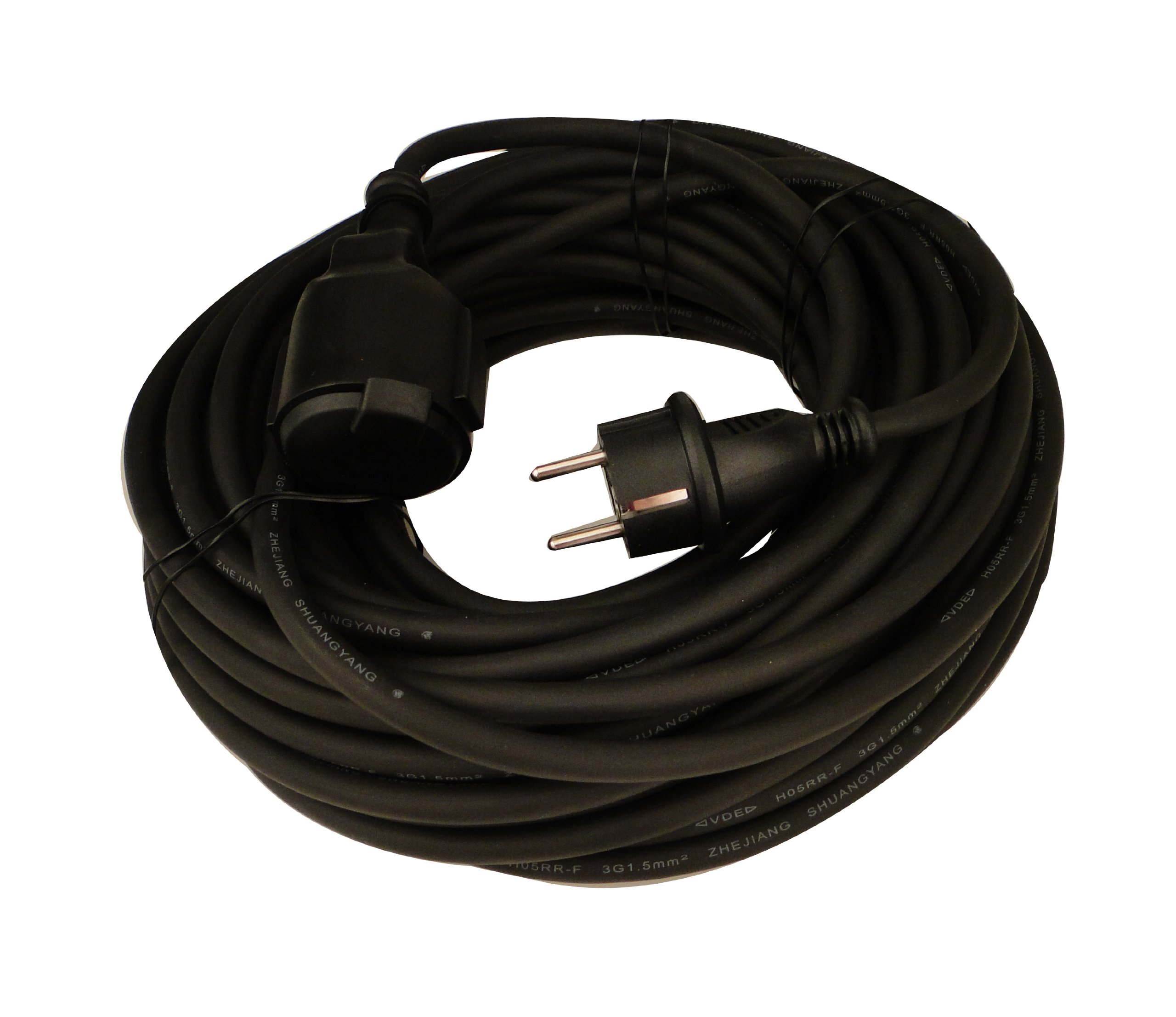 UNITEC Gummi-Verlängerung H05RR-F3G1,5mm² 10m, IP 44, schwarz