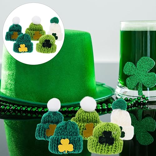 Miniatura 9 de Abaodam 25 piezas Mini sombreros de punto en miniatura sombreros de punto de San Patricio sombreros de punto sombreros de muñeca mini sombrero de