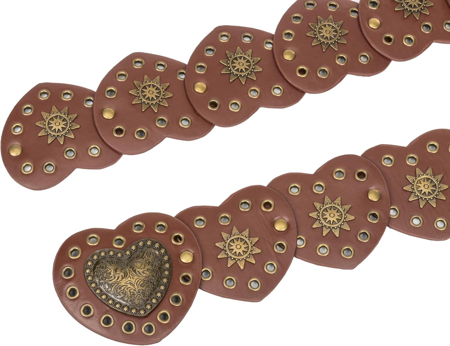 Western Cowgirl Belt for Women - Vintage Boho Disc Concho Waist Chunky Belt Circle Brown Wide - Image 6