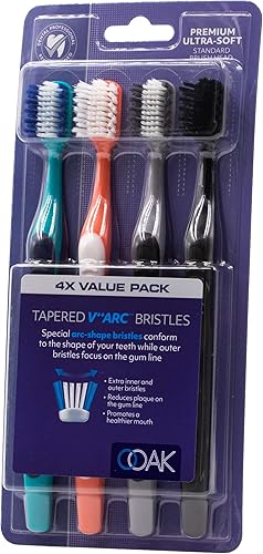 Miniatura 2 de Ooak Cepillo de dientes, cerdas suaves cónicas V+++arco, cabeza de cepillo estándar, paquete de 4 - varios colores