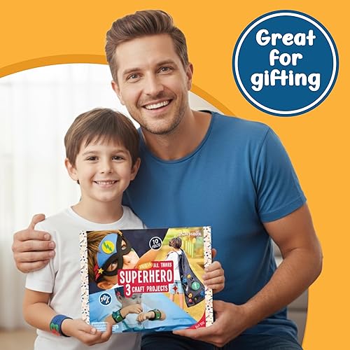 Miniatura 9 de jackinthebox Kit de arte y manualidades de superhéroes, haz una capa, máscara y puños, el mejor regalo para niños de 5, 6, 7, 8 años, 3 proyectos de