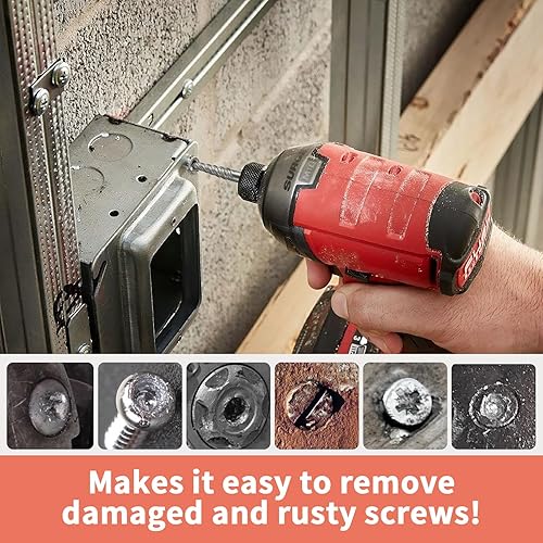 Miniatura 3 de Juego de 15 piezas de extractor de tornillos, 37# Cr-Mo y 6542 Hss de cobalto de acero a la izquierda, juego de brocas para quitar pernos rotos y