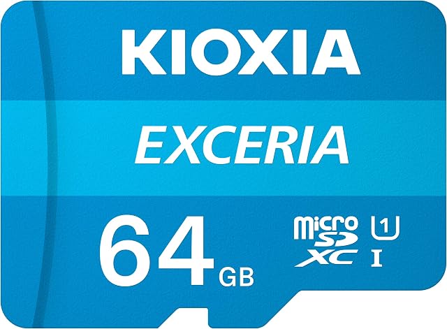 KIOXIA 64GB EXCERIA microSD Memory Card U1 Class 10 100MB/s Max Read Speed, Full HD Video Recording