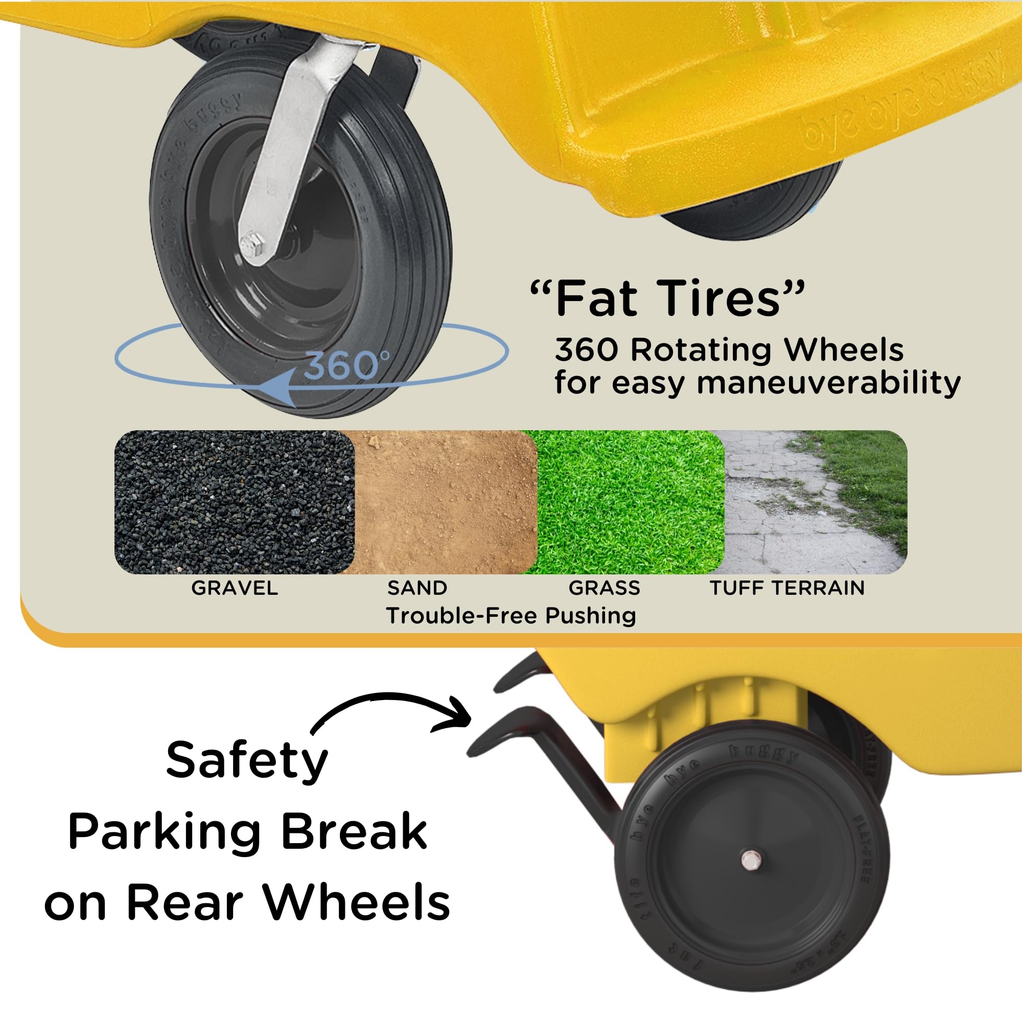 Children’s Factory 6-Passenger Bye-Bye Buggy, Daycare Multi-Passenger Stroller With Never-Flat "Fat Tire", Yellow