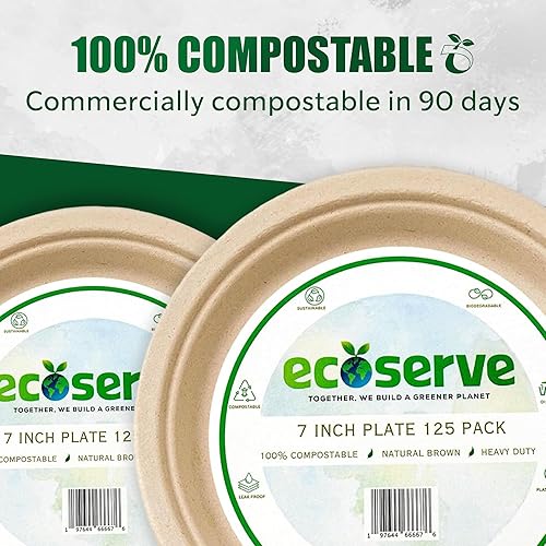 Miniatura 8 de Platos de papel desechables de alta calidad, 100 % compostables, de 10 pulgadas, desechables, resistentes y de alta calidad, sin BPA, bagazo
