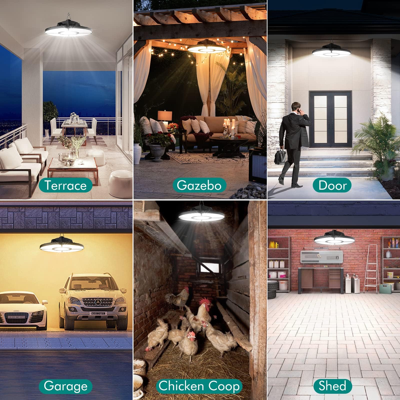 CLV Lampadario Solare con Telecomando 152 LED 2500LM, Lampada da Interno con Sensore di Movimento 6 modalità a Sospensione 5000MAH, 2500K-6500K, 5 luminosità per Giardino Balcone