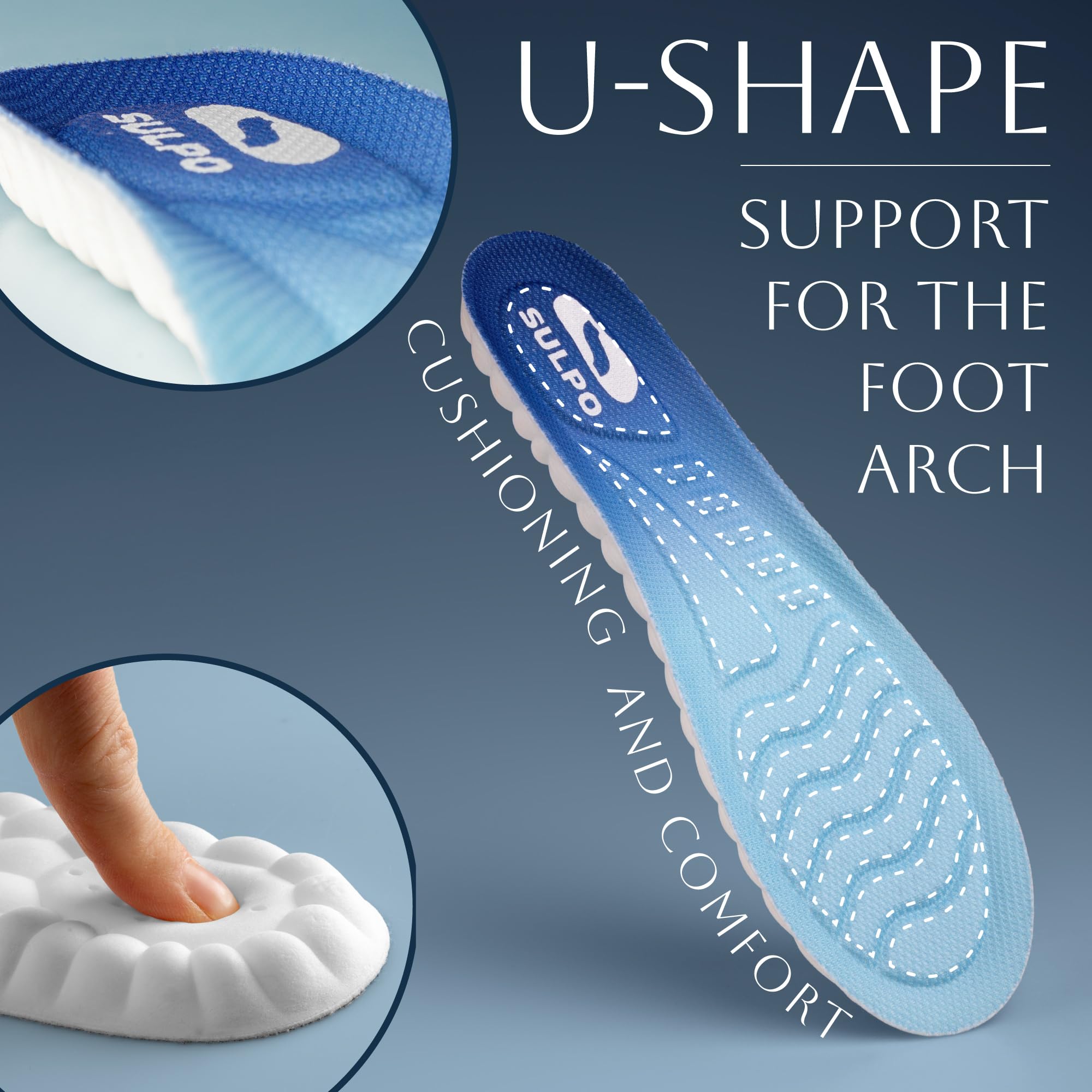 SULPO Cloud 2.0 Komfortowe wkładki do butów - Supermiękkie wkładki z pianki idealne do sportu - Ultralight Insoles - Amortyzujące wstrząsy - Oddychające - 37-38 EU / 1 para