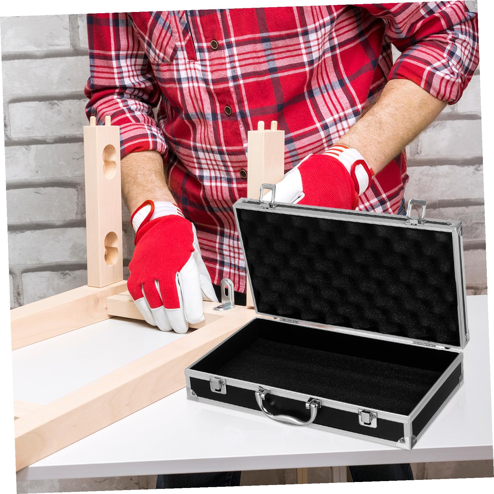 NUOBESTY Herramienta Multifunción Organizador De Caja De Tijeras Baul Almacenaje Exterior Maletín Rígido Con Candado Plateado Maleta Rígida Estuche De Transporte Perder Vuelo Abdominales