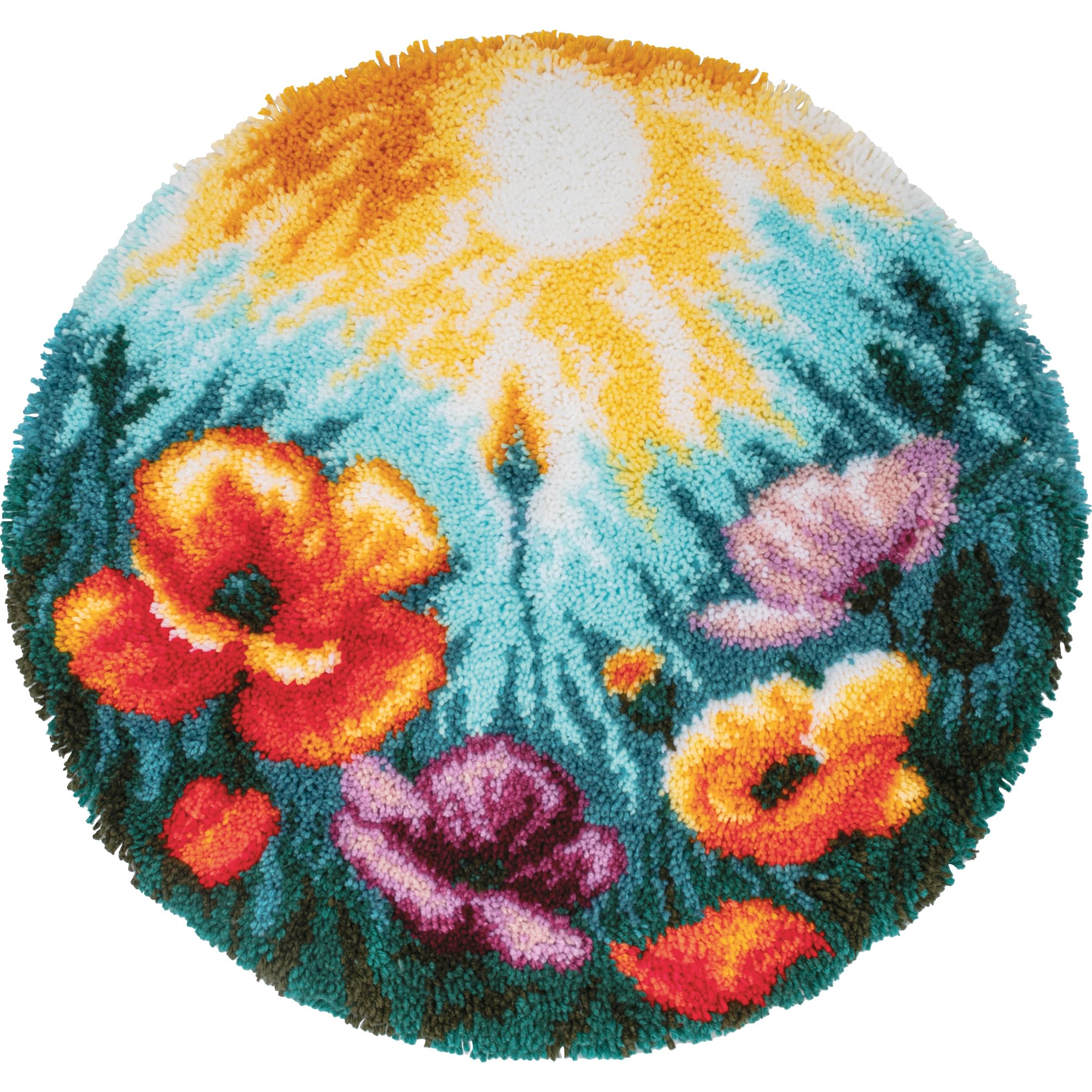 Vervaco Kit Tapis modelé au Point noué Coquelicots