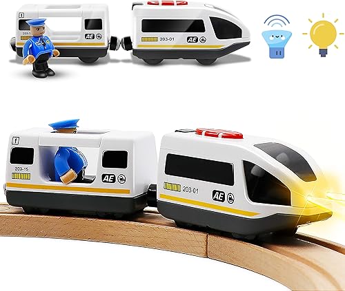 Miniatura 7 de Tiny Land Battery Operated Action Locomotive Train (Magnetic Connection)- Powerful Engine Bullet Train Set Compatible with Thomas, Brio, Chuggington