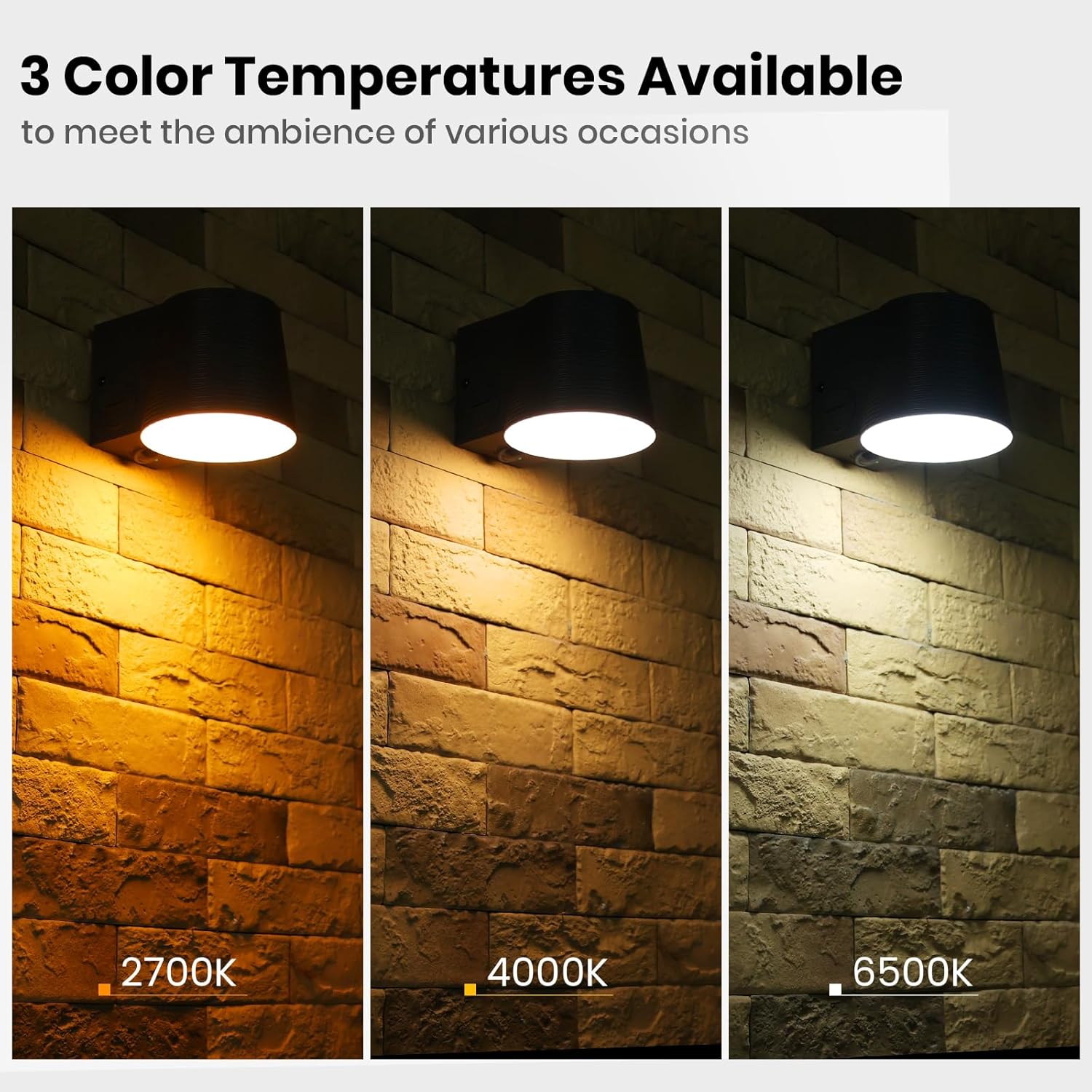 Outdoor Wall Light Fixture, AC/Solar Charging Front Porch Lights Wall Mount Waterproof, 2700K/4000K/6500K, Dusk to Dawn Outdoor Lighting Motion Sensor for Door Entryway Garage, Darkgrey, 1pcs