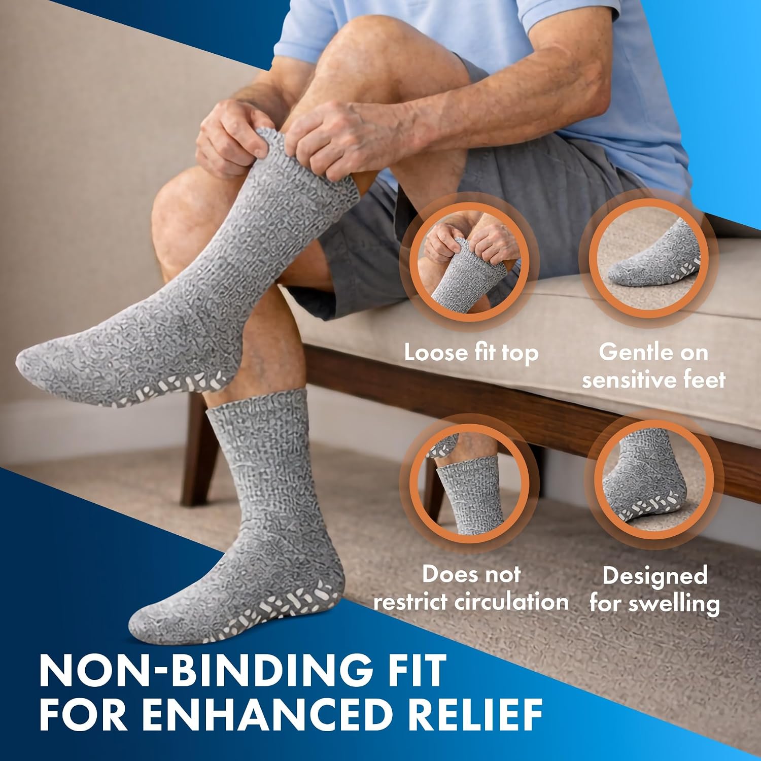 Debra Weitzner Non-Slip Diabetic Crew & Ankle Socks with Grips, 6 Pairs image 4
