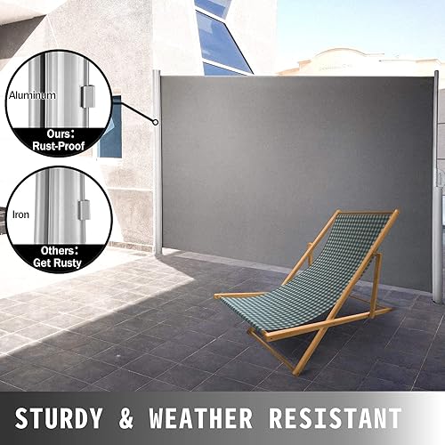 Miniatura 4 de VEVOR Toldo lateral retráctil, UV 50 63 x 118 pulgadas, pantalla de privacidad para exteriores, pantalla de privacidad para exteriores, 9.88 oz de