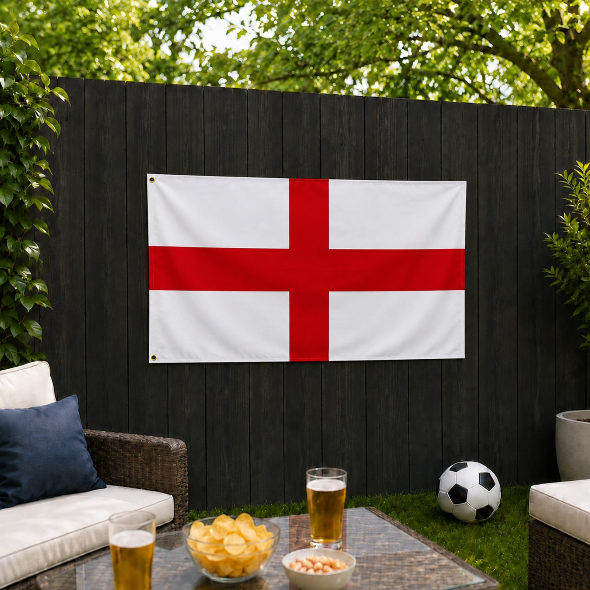 SHATCHI Grande bandiera dell'Inghilterra con croce di San Giorgio rossa bianca bandiera nazionale inglese in poliestere occhielli in ottone per tifosi di calcio mondiali di rugby