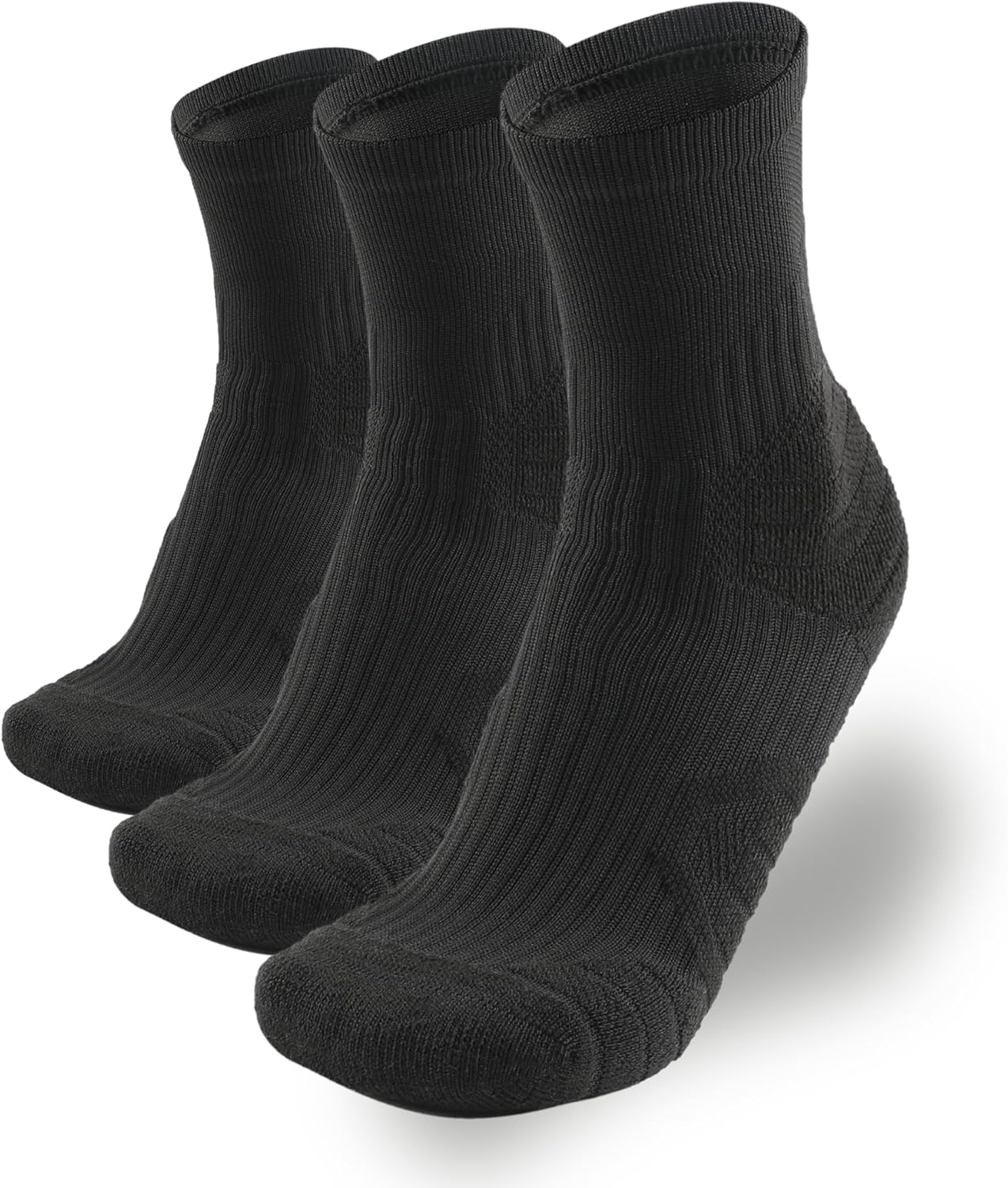 Tactia Compression Running Socks Men, Cushioned, Anti-Blister, CoolMax Moisture Wicking Cooling, Athletic Socks Crew, 3 Pairs