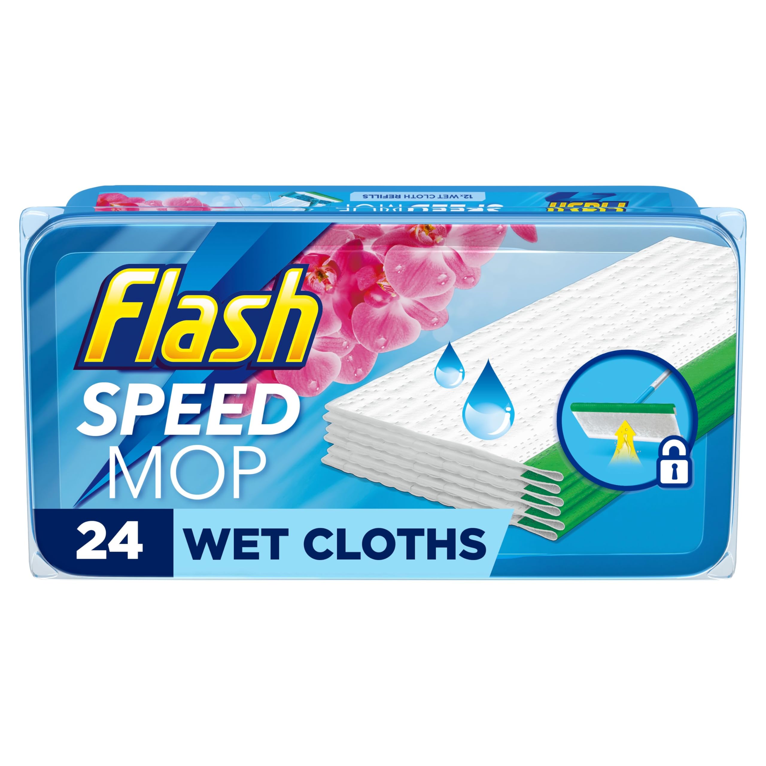 Flash Speedmop Wet Cloth Refills, Pink Edition, Flash Speed Mop, Floor Cleaner Mop, Wild Orchid, 96 Wipes (24 x 4), Flash Floor Cleaner, Floor Wipes Large