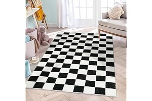 Checkered Black and White Rug: Modern Comfort for Any Space