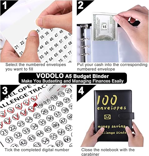 Miniatura 7 de Mini carpeta con sobres, carpeta de presupuesto de almacenamiento, libro de presupuesto, caja de desafío de ahorro de efectivo con bolsas, carpeta