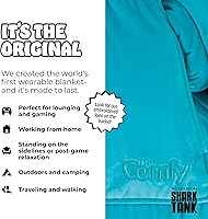 Vista 2 de THE COMFY Original - Manta de forro polar de microfibra con forro sherpa, diseño de gran tamaño con capucha y bolsillo de Shark Tank