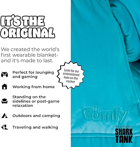 Miniatura 8 de THE COMFY Original  Manta de forro polar de microfibra con forro sherpa, diseño de gran tamaño con capucha y bolsillo de Shark Tank